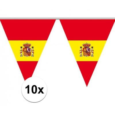 Spanje supporter vlaggenlijn - 10x - kunststof - 500 cm - Spaanse kleuren - feestartikelen/versierin Spanje supporter vlaggenlijn - 10x - kunststof - 500 cm - Spaanse kleuren - feestartikelen/versierin