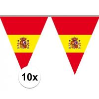 Spanje supporter vlaggenlijn - 10x - kunststof - 500 cm - Spaanse kleuren - feestartikelen/versierin