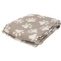 Fleece deken voor huisdieren met pootafdrukken print 125 x 157 cm grijs/wit - thumbnail