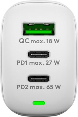 Goobay 65408 oplader voor mobiele apparatuur Hoofdtelefoons, Laptop, Smartphone, Tablet Wit AC Snel opladen Binnen