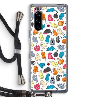 Kleurrijke katten: Sony Xperia 5 Transparant Hoesje met koord