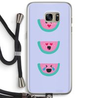 Smiley watermeloen: Samsung Galaxy S7 Edge Transparant Hoesje met koord
