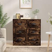 Dressoir 70x35,5x67,5 cm bewerkt hout gerookt eikenkleurig