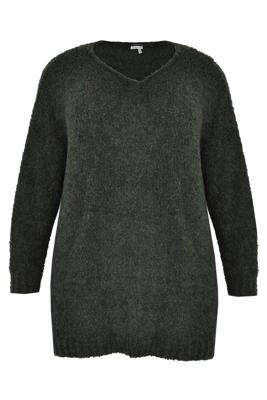 Yoek Pullover v-neck teddy | Groen | Maat 54/56