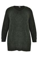 Yoek Pullover v-neck teddy | Groen | Maat 54/56