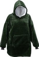 Oversized fleece hoodie donkergroen - Unique Living
