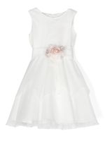 Mimilù robe évasée à fleurs brodées - Blanc