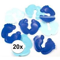 Blauwe voetjes tafelconfetti XL voor geboorte versiering 20 stuks   -