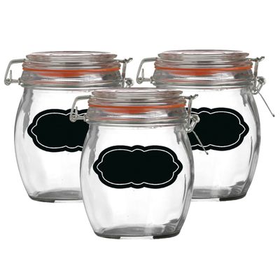 Weckpot/inmaakpot - 6x - 750 ml - glas - met beugelsluiting - incl. etiketten