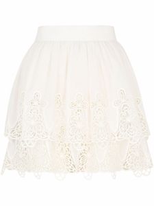 Dolce & Gabbana minijupe en coton à broderies - Blanc