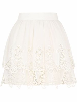 Dolce & Gabbana minijupe en coton à broderies - Blanc