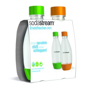 SodaStream PET-fles 0,5 liter druppelvorm, duopack drinkfles 1x oranje, 1x groen