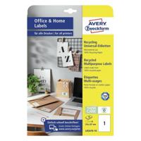 Avery-Zweckform LR3478-10 Universele etiketten 210 x 297 mm Kringlooppapier Wit 10 stuk(s) Permanent hechtend Laser (kleur), Laser (zwart/wit)