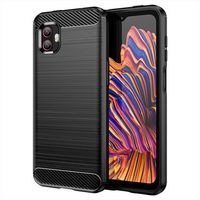 Samsung Galaxy Xcover6 Pro Geborsteld TPU Cover - Koolstofvezel - Zwart