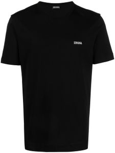 Zegna t-shirt en coton à logo brodé - Noir