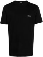 Zegna t-shirt en coton à logo brodé - Noir