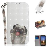 3D schilderij Pug patroon gekleurde tekening horizontale Flip lederen case voor Google pixel 3a XL met houder & kaartsleuven & portemonnee
