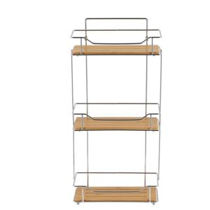 Tendance Badkamer organizer - zilver - metaal/hout - 3 lagen - 57 x 27 x 12 cm - douche rek