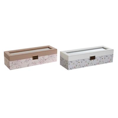 Horlogedoos DKD Home Decor Blauw Licht Roze Kristal 33 x 11 x 9 cm (2 Stuks)