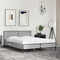 Bedframe bewerkt hout metaal grijs sonoma eiken 140x190 cm