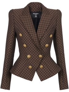 Balmain blazer croisé à motif monogrammé en jacquard - Marron