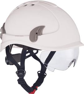 Witte veiligheidshelm met bril en ventilatie Cerva Alpinworker