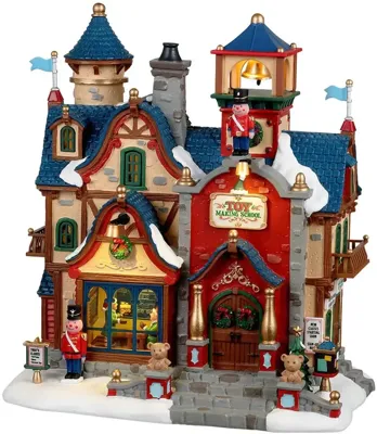 Lemax toy making school verlicht kersthuisje Santa&apos;s Wonderland 2023