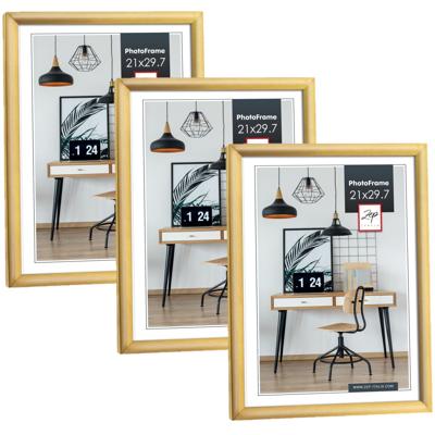 Zep Fotolijst - 3x stuks - goud - kunststof - voor foto van 21 x 29 cm - staand / hangend