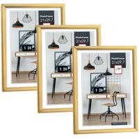 Zep Fotolijst - 3x stuks - goud - kunststof - voor foto van 21 x 29 cm - staand / hangend