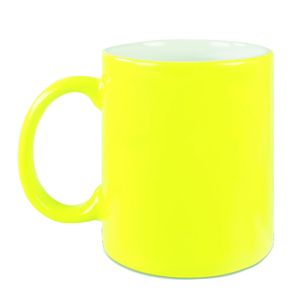 4x Fluor neon gele mokken onbedrukt 330 ml