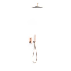 Regendouche set Tres Project | Inbouw | Mengkraan | 2-weg | Vierkant | 24k Rose goud mat