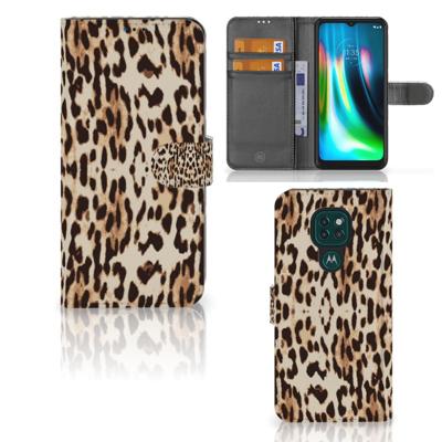Motorola Moto G9 Play | E7 Plus | Telefoonhoesje | Met pasjeshouder | Leopard