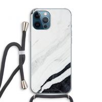 Elegante marmer: iPhone 12 Pro Transparant Hoesje met koord