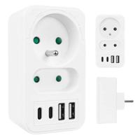 Maclean-stroomaansluiting x2 + 4xUSB, splitter met 2 aansluitingen, 2xUSB A, 2xUSB C PD 20W, 1x16A + 1x6A, MCE249 F/W