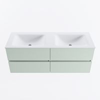 MONDIAZ VICA 130cm badmeubel onderkast Greey 4 lades. Wastafel CLOUD dubbel 2 kraangaten, kleur Talc.