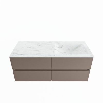 MONDIAZ VICA-DLUX 120cm badmeubel onderkast Smoke 4 lades. Inbouw wastafel CLOUD rechts 1 kraangat, kleur Opalo.