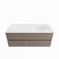 MONDIAZ VICA-DLUX 120cm badmeubel onderkast Smoke 4 lades. Inbouw wastafel CLOUD rechts 1 kraangat, kleur Opalo.