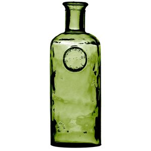 Bloemenvaas Olive Bottle - Smaragd groen transparant - glas - D13 x H27 cm - Fles vazen