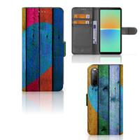 Sony Xperia 10 IV | Book Style Case | Wood Heart - Cadeau voor je Vriend