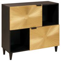 Bijzetkast Zwart en Goud 80 x 33.5 x 75 cm massief mangohout