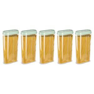 Voedselcontainer strooibus - 5x - mintgroen - 2350 ml - kunststof - 15 x 8 x 30 cm - voorraadpot