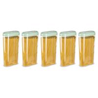 Voedselcontainer strooibus - 5x - mintgroen - 2350 ml - kunststof - 15 x 8 x 30 cm - voorraadpot