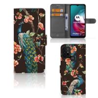 Motorola Moto G10 | G20 | G30 | Telefoonhoesje | Met pasjeshouder | Pauw met Bloemen