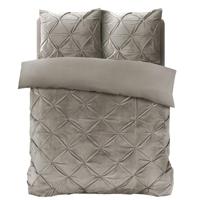 Dekbedovertrek Velvet Pintuck - Eenpersoons (140x200 cm) - Zand Microvezel - Dessin: Patroon - Sleeptime - Dekbed-Discounter.nl