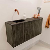 Toiletmeubel Mondiaz Joya Dlux | 91.6 cm | Meubelkleur Shadow | Faye wastafel Lava Wasbak Links | Zonder kraangat(en)