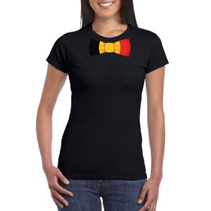 Zwart t-shirt met Belgie vlag strikje dames