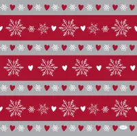 Duni dunilin servet winter flakes hearts 40x40cm grijs, rood 12 stuks Duni dunilin servet winter flakes hearts 40x40cm grijs, rood 12 stuks