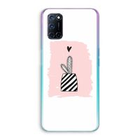 Zwart-wit cactus: Oppo A92 Transparant Hoesje