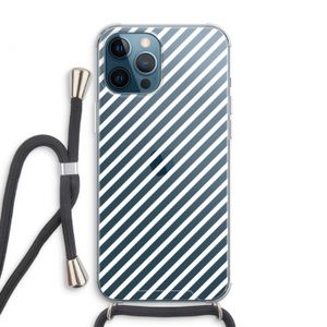 Strepen zwart-wit: iPhone 12 Pro Max Transparant Hoesje met koord