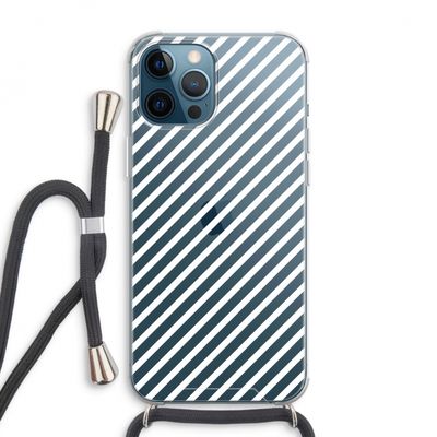Strepen zwart-wit: iPhone 12 Pro Max Transparant Hoesje met koord